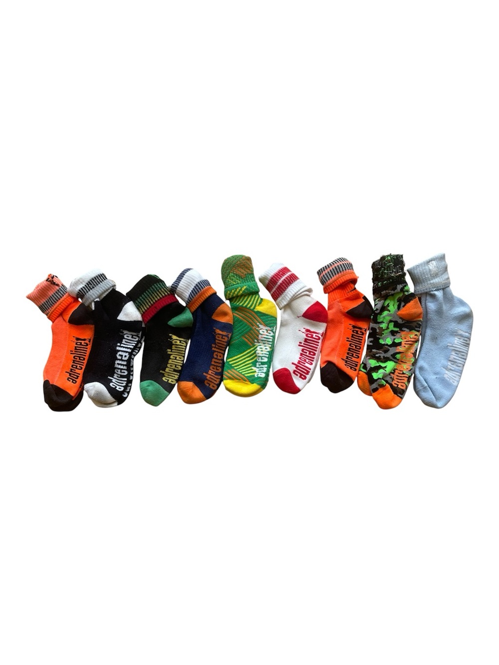 Lot of 9 pairs of Unique Unisex Adrenaline Lacrosse Socks.